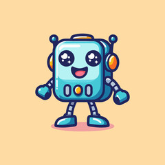 Cute Mascot Robot Character AI Android Vector for Company Logo Avatar Illustration Cartoon Icon Technology Futuristic Cyber Modern Digital Gadget Humanoid Automation Cyberpunk Invention