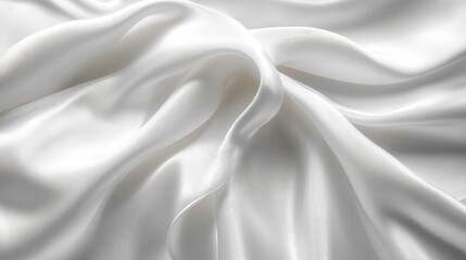 Obraz premium White Fabric Draped Texture Background, Closeup View of Smooth Silk Material