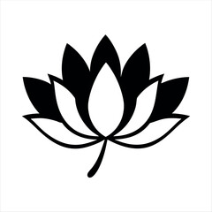 Stylized depiction of a Lotus flower in black and white art style