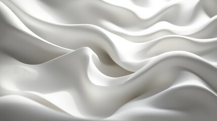 Fototapeta premium White Fabric Texture Soft Waves and Draped Folds
