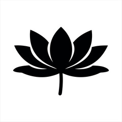 Simple Lotus Flower in Black and White High Resolution Vector Format