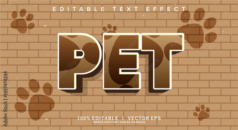 Poster pet vector text effect with modern style design