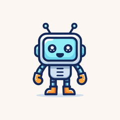 Vector Mascot Robot Futuristic Character Avatar AI Android Icon for Logo Business Tech Illustration Cute Cartoon Gaming Modern Cyber Cyberpunk Digital Gadget Humanoid Smartbot Concept