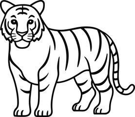 tiger outline icon vector on transparent background