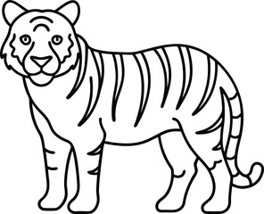 tiger outline icon vector on transparent background