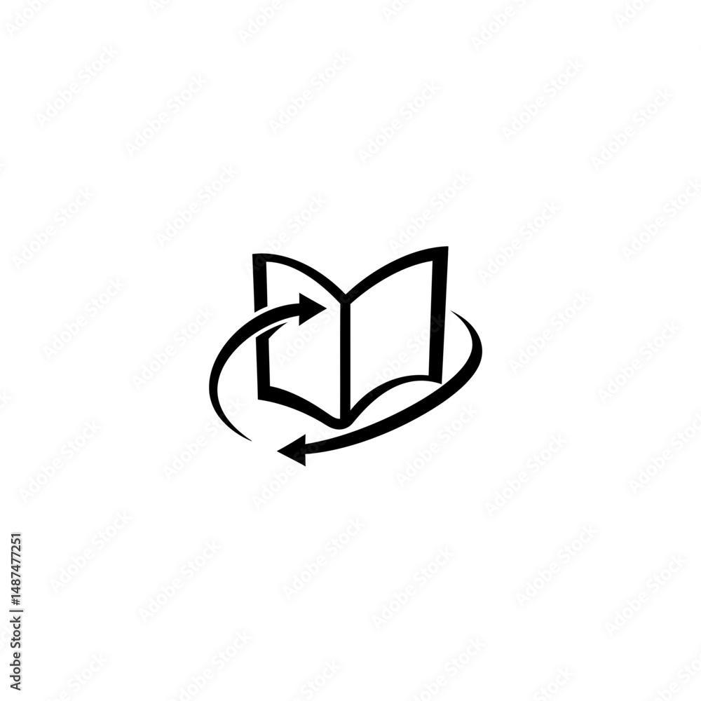 Poster knowledge cycle: an artistic graphic showcasing a book encircled by arrows, symbolizing continuous l
