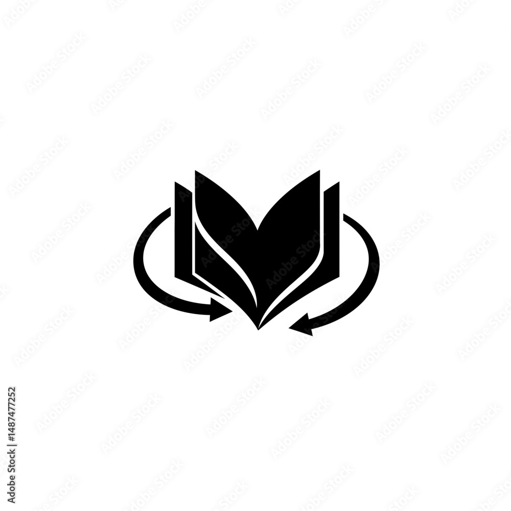 Aufkleber infinite knowledge: an iconic depiction of an open book symbolizing the timeless cycle of learning, 
