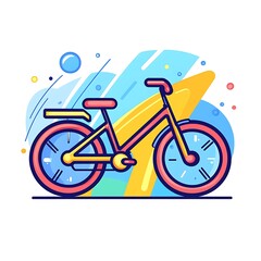 Fototapeta premium A colorful bicycle is presented over abstract shapes with a transparent background