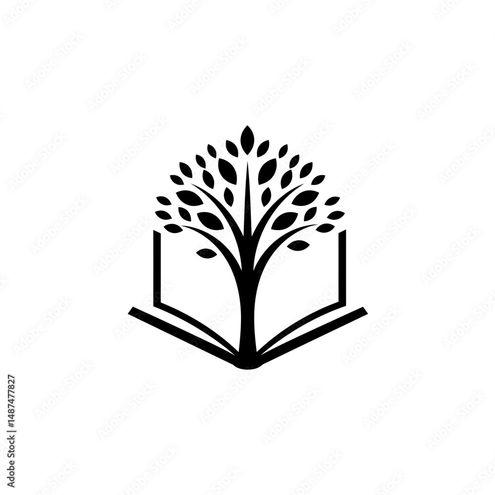Aufkleber knowledge tree: an open book grows into a tree. embodying the growth and expansion of knowledge, edu