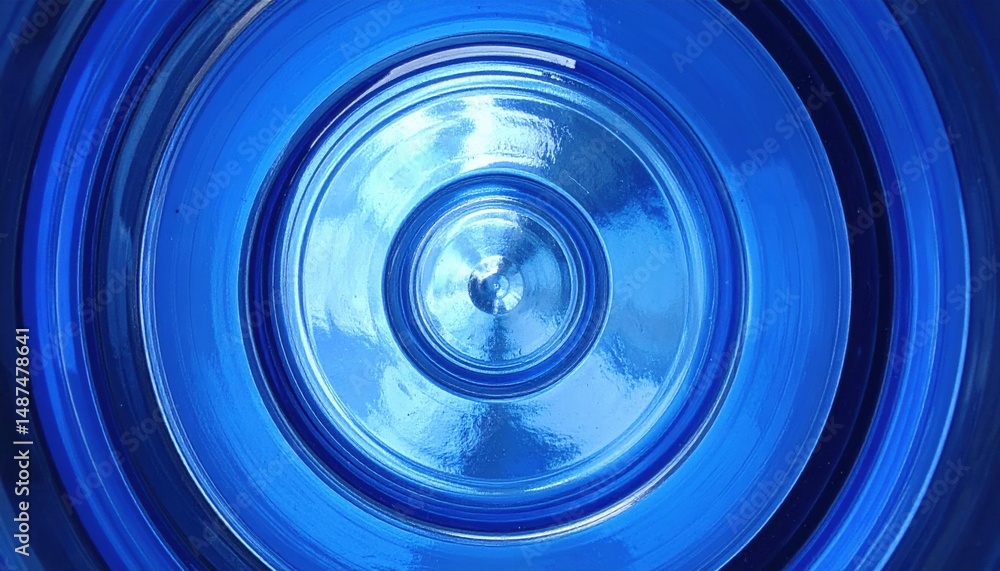 Poster Dynamic blue circular patterns digital artwork abstract design studio close-up visual art concept