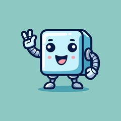 Robot Mascot Design for Technology Illustration Futuristic Android Character AI Automation Concept Vector Cartoon Robotman Bot Virtual Sci-Fi Cyber Innovation Modern Digital Wireframe

