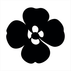 Abstract black and white flower design with four rounded petals design