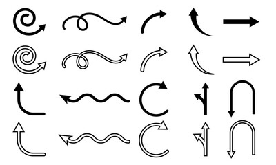 Arrows vector icons set, Directional vector arrows set, Arrows icons collection.