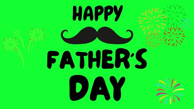 Happy Father's Day mustache Celebration Fireworks Green Isolated Background Family Gathering Father Figure Best Dad Ever
