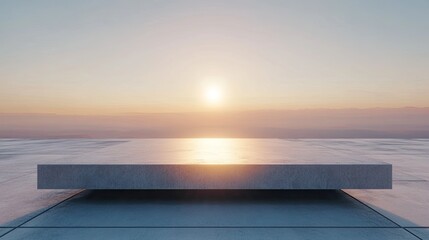 Elevated concrete platform at dawn's golden hour.
