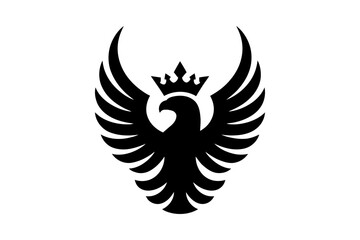 Eagle logo design with crown vector illustration