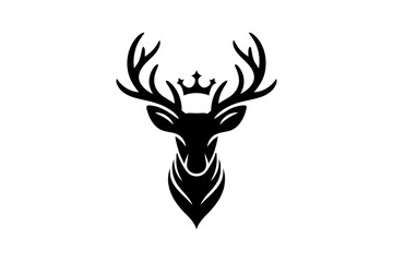 Deer head with crown logo vector design template