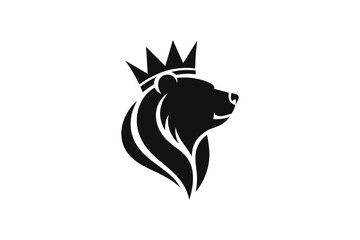 Bear king logo design vector animal crown illustration