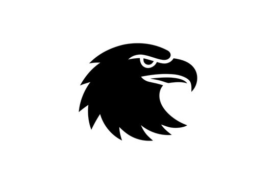 Eagle head logo design black and white illustration