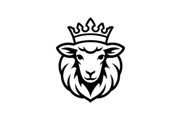 Obraz premium Sheep logo design with crown vector illustration