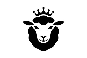 Sheep with crown vector logo design illustration