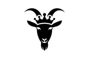 Goat crowned king vector illustration animal art