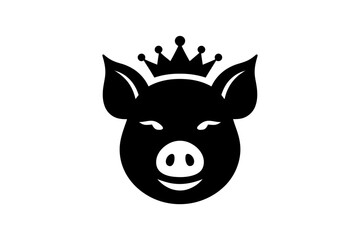 Crowned pig vector illustration farm animal art