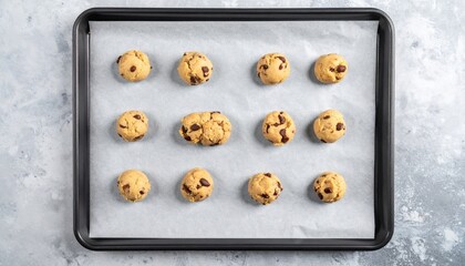 Baking chocolate chip cookies kitchen food photography home environment top view culinary delight