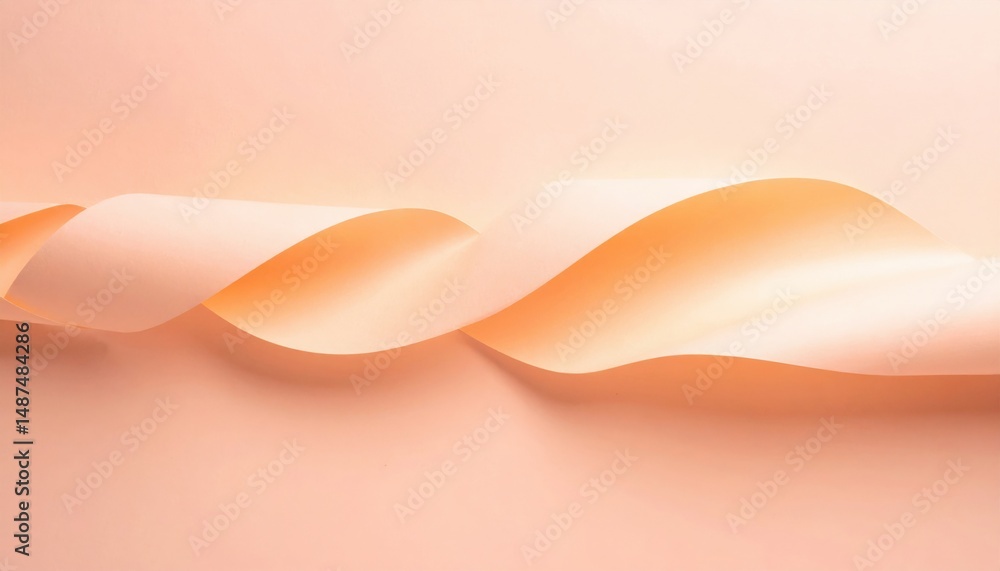 Poster flowing soft waves of peach paper art abstract design studio minimalistic viewpoint creative concept