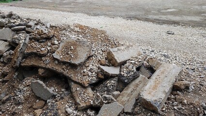 road under repair, process of removing asphalt from road