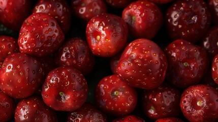 Vibrant Heap of Fresh Strawberries Captured in a Close Up for Delicious Food and Healthy Eating Content