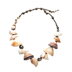 Trendy Bohemian Shell Necklace Featuring Layered Ir Isolated on Transparent Background