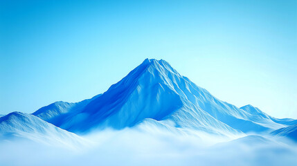 Snowy mountain peak rises majestically against a cloudless blue sky, showcasing nature's grandeur and beauty in wintertime serenity