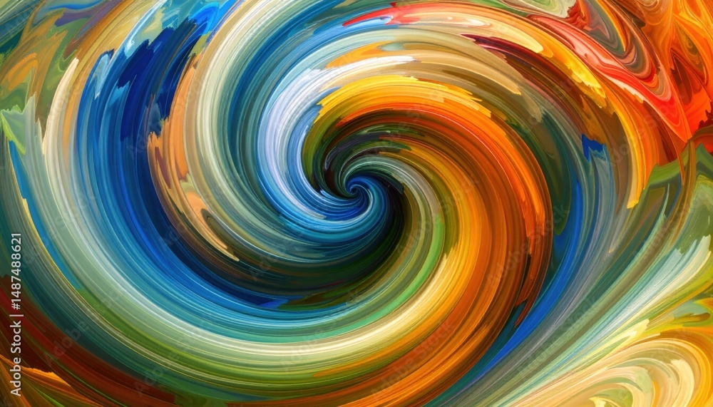 Poster swirling colors action abstract art digital creation vibrant environment close-up view modern concep