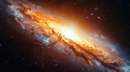 A radiant galaxy shines, bursting with stellar activity and vibrant cosmic colors in the dark vastness
