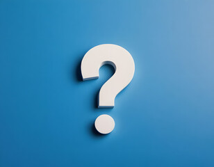 question mark on blue background, A clean and minimalistic image featuring a white question mark on a blue background, symbolizing curiosity, questions, and the pursuit of knowledge or answers