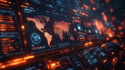 Futuristic world map interface