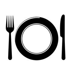 Dining Essentials: A simple yet elegant overhead shot showcases a plate, fork, and knife, the fundamental tools for a pleasant dining experience.