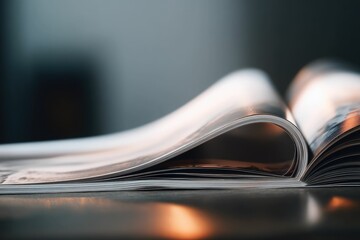 Open Magazine: Curving Pages, Warm Light, Minimalist Aesthetic