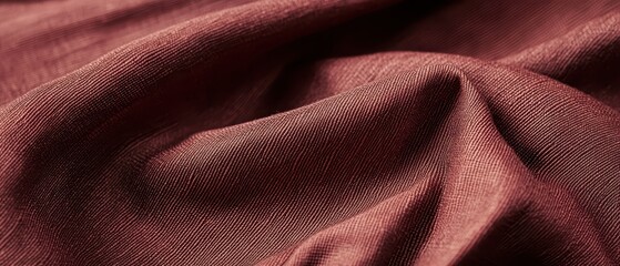 Brown fabric texture close-up showing silky smoothness and elegant draping for interior design, fashion, or textile industry use in creative projects.