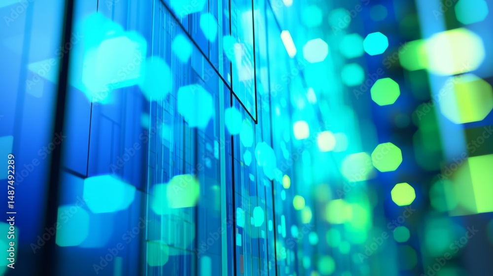 Poster abstract digital network building bokeh