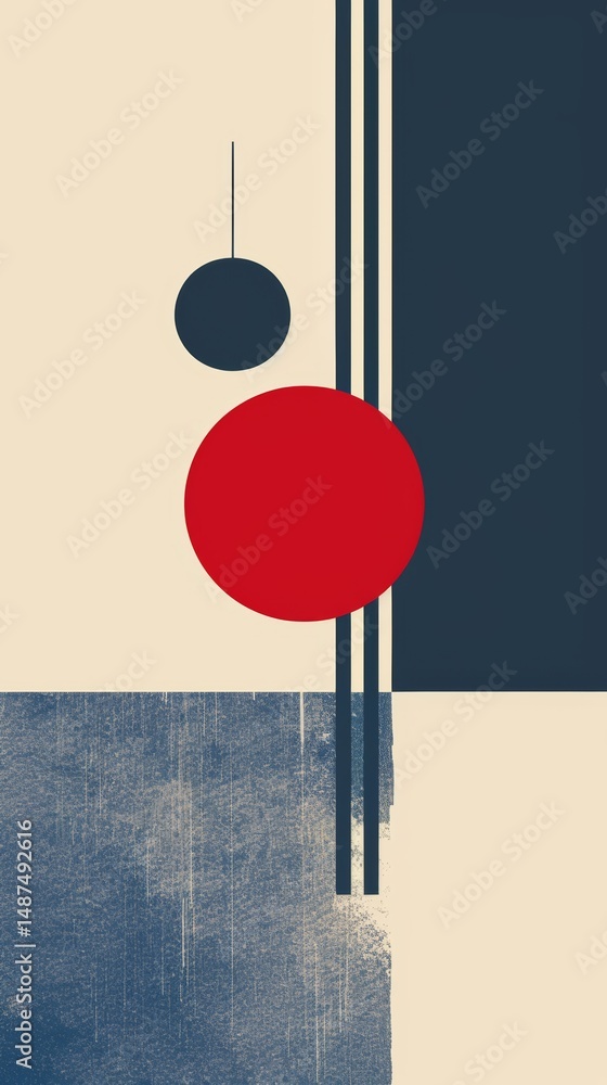 Poster abstract geometric art with circles lines and textured shapes