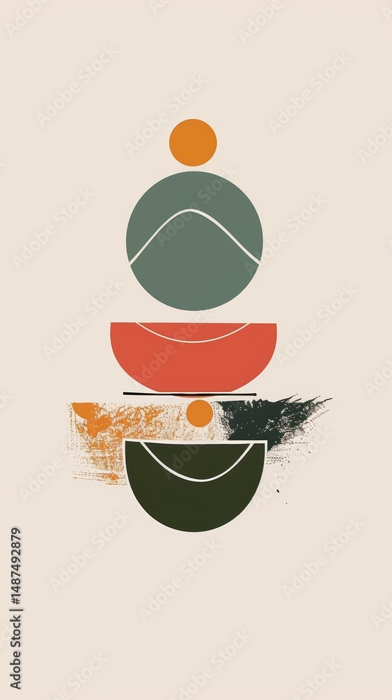 Poster abstract geometric composition with stacked shapes and textures