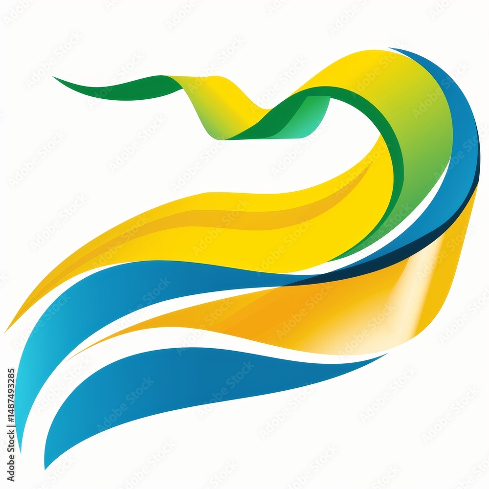 Poster abstract gradient flowing shapes and lines on white background