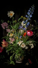 Exquisite Floral Arrangement: Vibrant Blossoms in Artistic Still Life