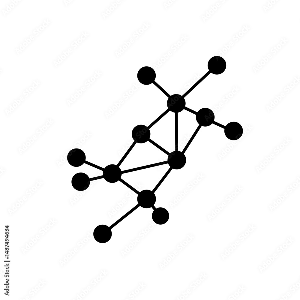 Poster abstract networked dots: illustrative representation of an interconnected network of dots, showcasin