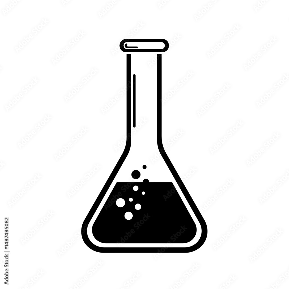 Poster laboratory flask: a simplistic yet powerful illustration of a conical flask, encapsulating the essen