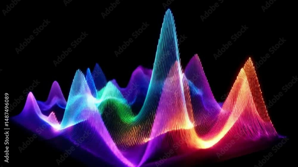 Poster abstract blue waves of glowing lines create a futuristic motion design against a dark backdrop
