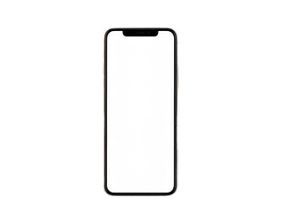 Blank smartphone with a white screen isolated on black background for app display, mockup, or advertising design purposes