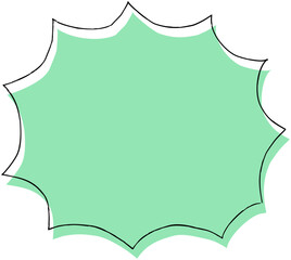 シンプルな手描きの吹き出しフレームイラスト（緑色・ギザギザ）
